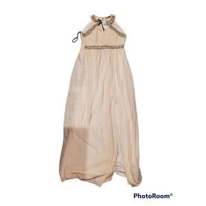 TFNC London Lillie Maxi Long Cream Prom Dress Size 12 NWT